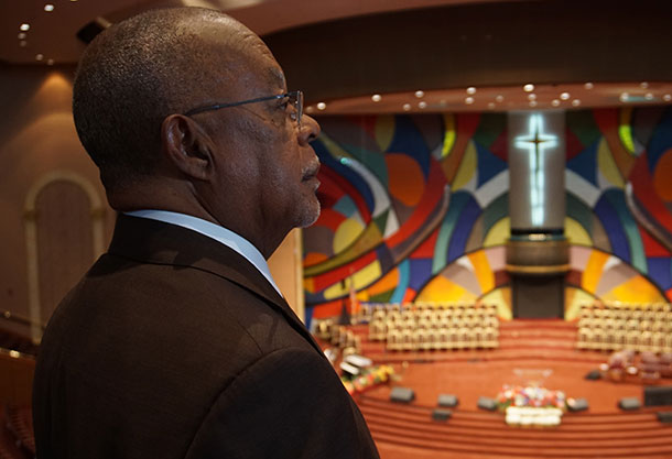 Photo of a man attending a church service